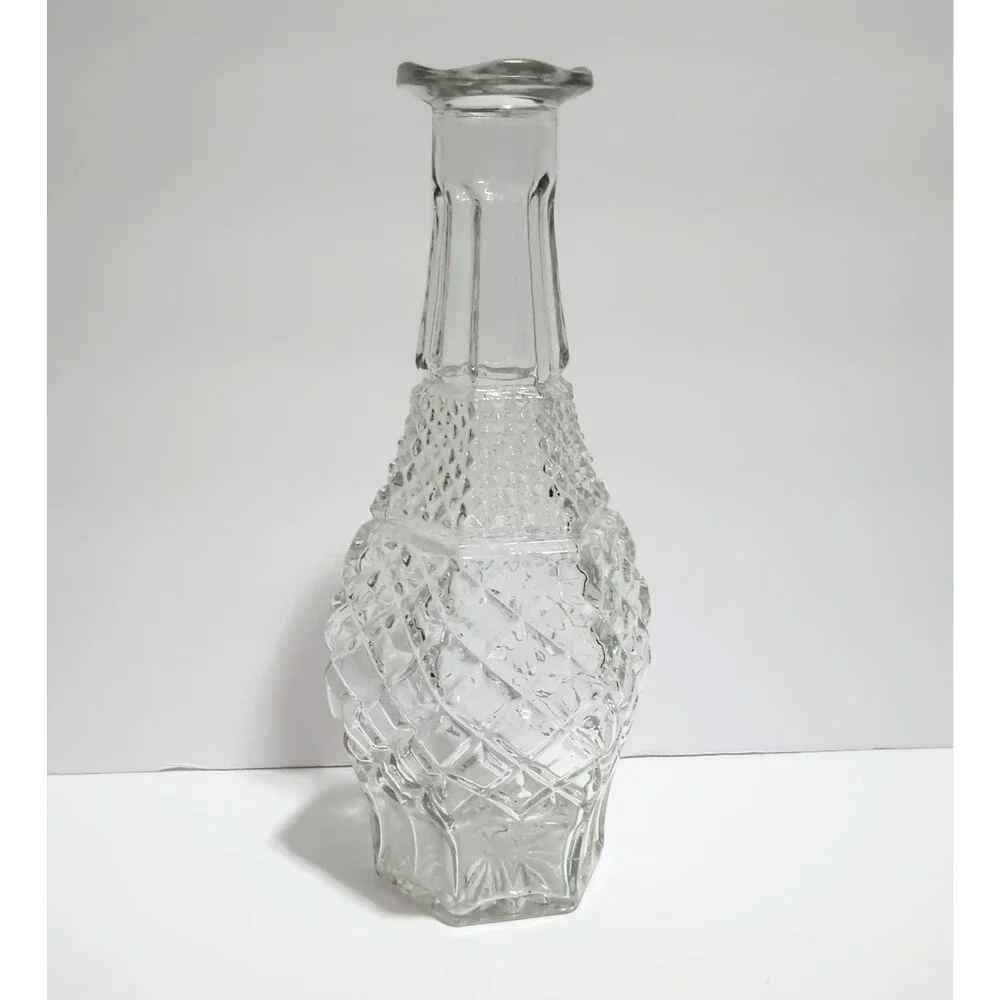 Anchor Hocking Decanter Wexford Glass Diamond Cut Bottle NO Stopper Vintage